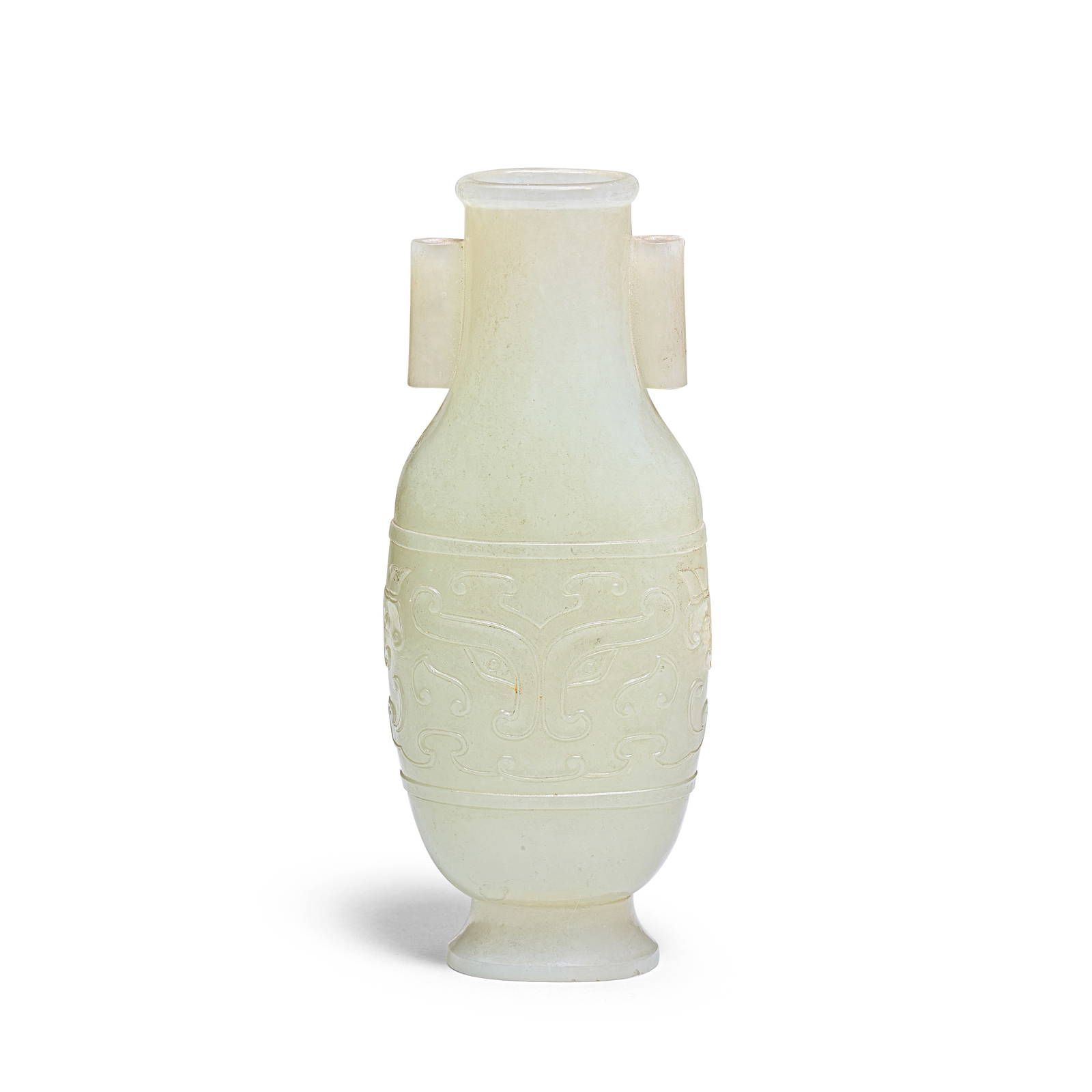 A PALE CELADON JADE ARCHAISTIC VASE 18th/19th century