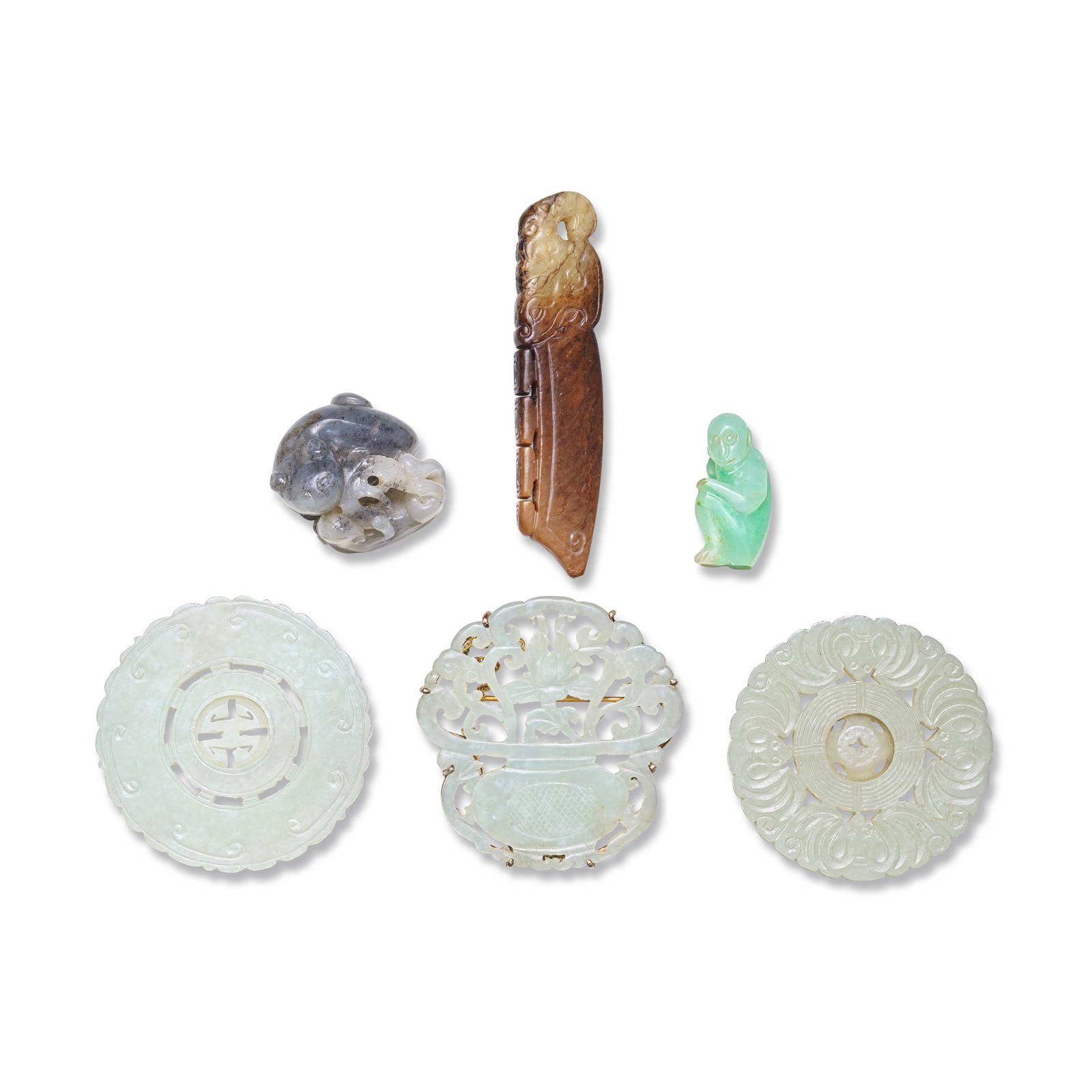 A GROUP OF SIX JADE CARVINGS 19th century (6)