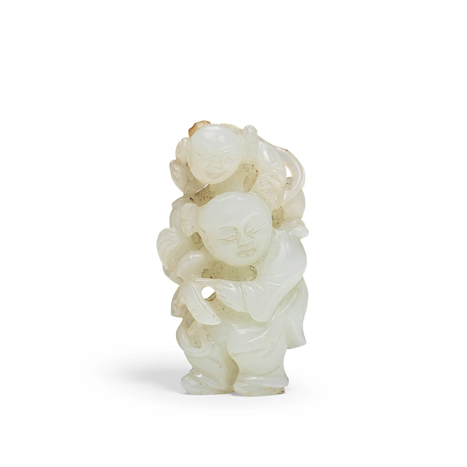 A WHITE JADE 'BOYS' CARVING 19th century