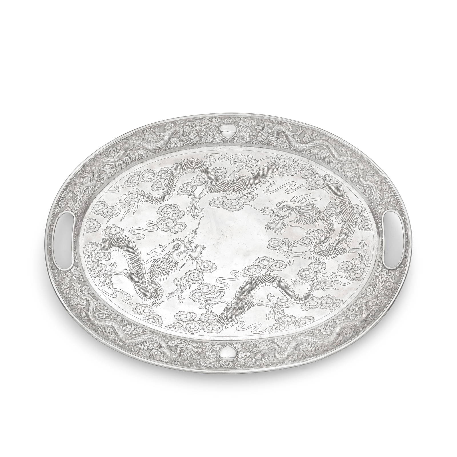 A CHINESE EXPORT SILVER TRAY Mark of Woshing, Shanghai, circa 1900s (2)