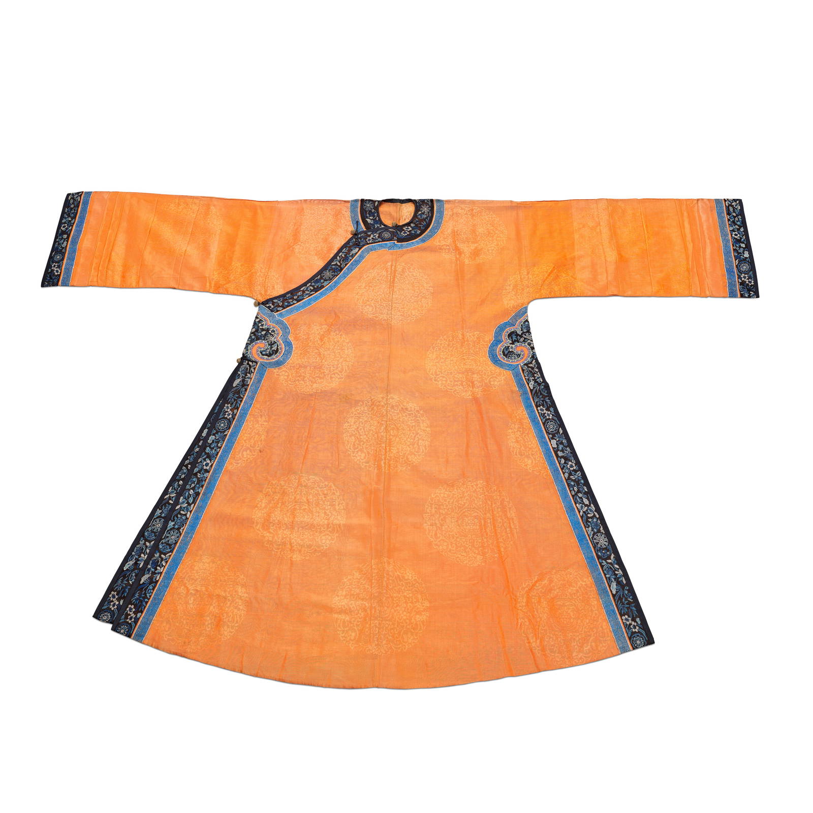 AN APRICOT SILK WOMAN'S INFORMAL SUMMER GAUZE ROBE, CHANGYI Late 19th century