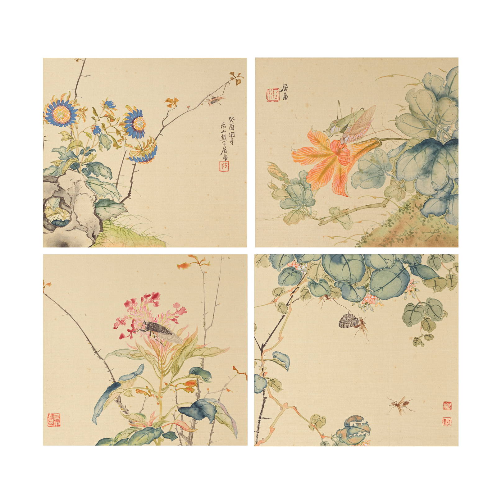 JU LIAN (1828-1904) Flowers and Insects (4)