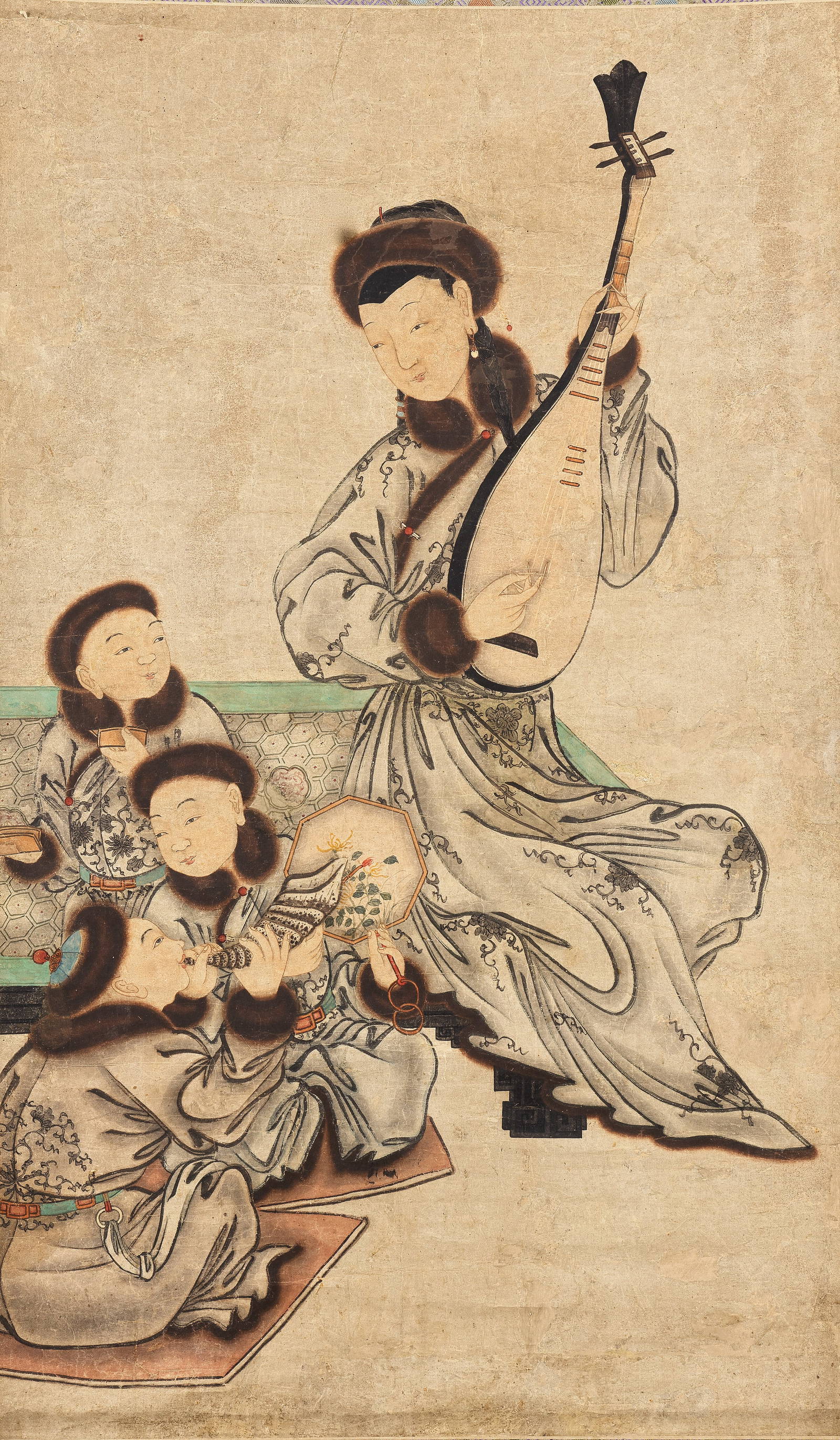 ANONYMOUS (18TH/19TH CENTURY) A Lady and Boys Playing Instruments