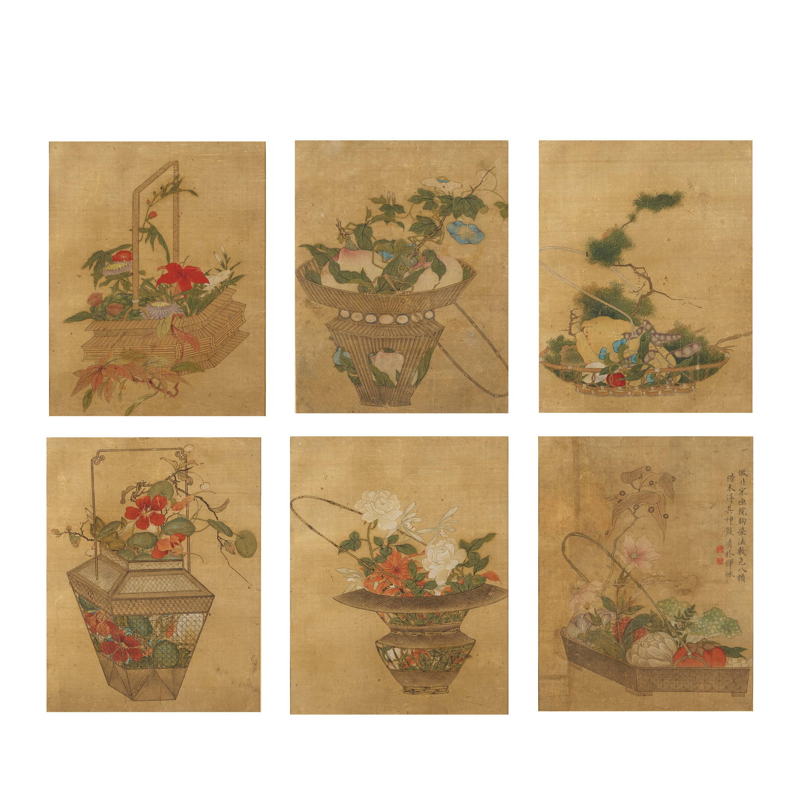 ATTRIBUTED TO YUN BING (17TH/18TH CENTURY) Flower baskets (6)