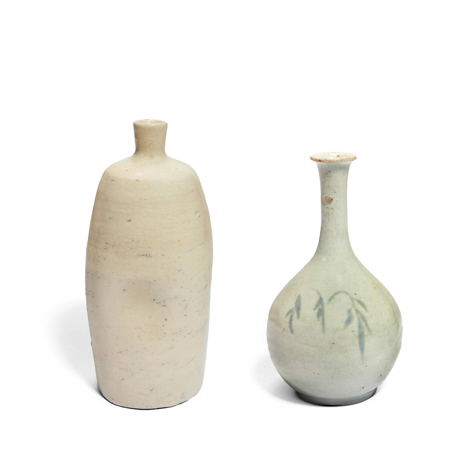 TWO GLAZED WINE BOTTLES, TOKKURI Edo Period to 19th century (2)