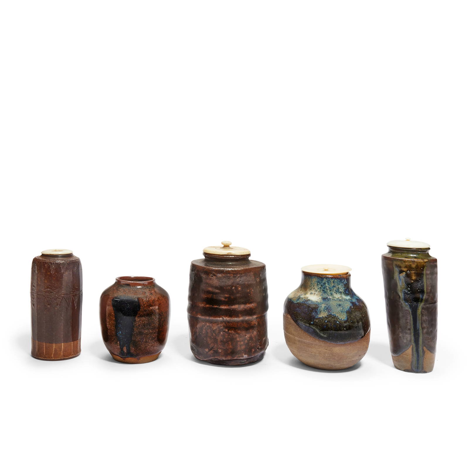 A VARIED GROUP OF GLAZED TEA CADDIES, CHAIRE 18th/19th century (14)