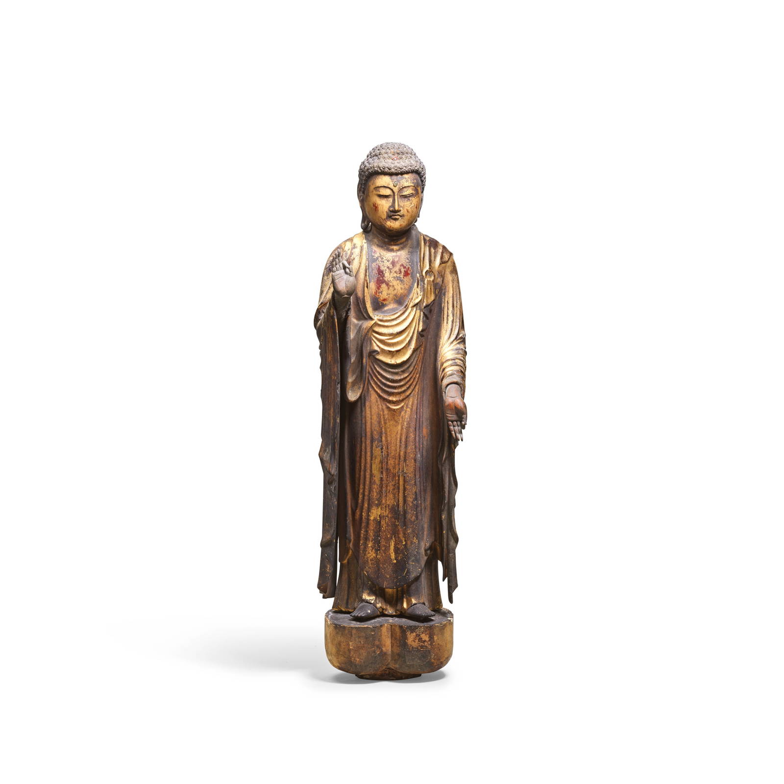 A GILT-LACQUERED WOOD STANDING AMITABHA (AMIDA NYORAI) Japan, 18th century (2)