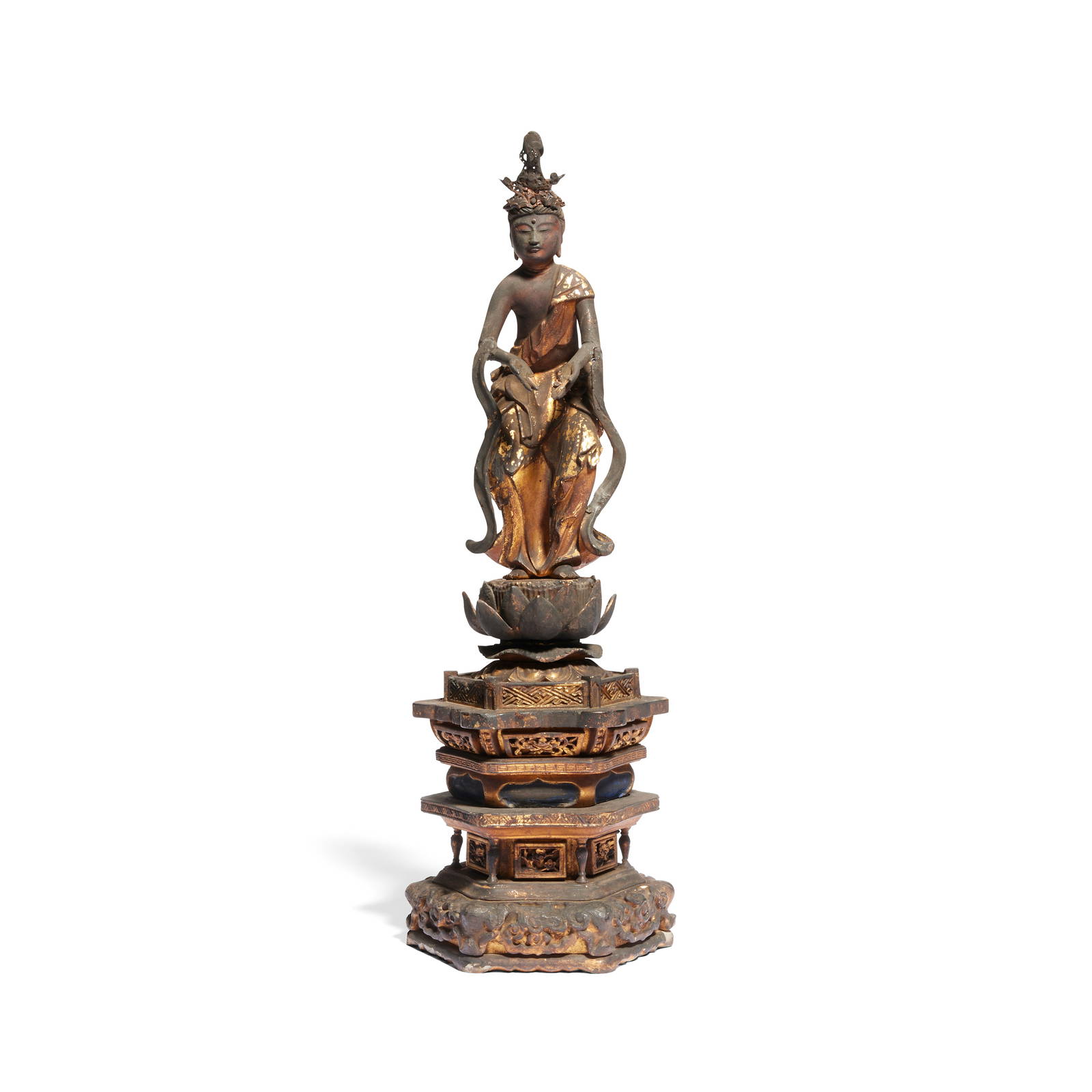A GILT-WOOD FIGURE OF KANNON Late 16th century