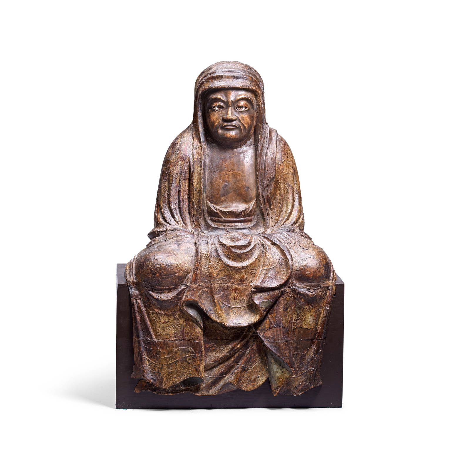 A LACQUERED WOOD FIGURE OF DARUMA Edo period, 17th century (2)