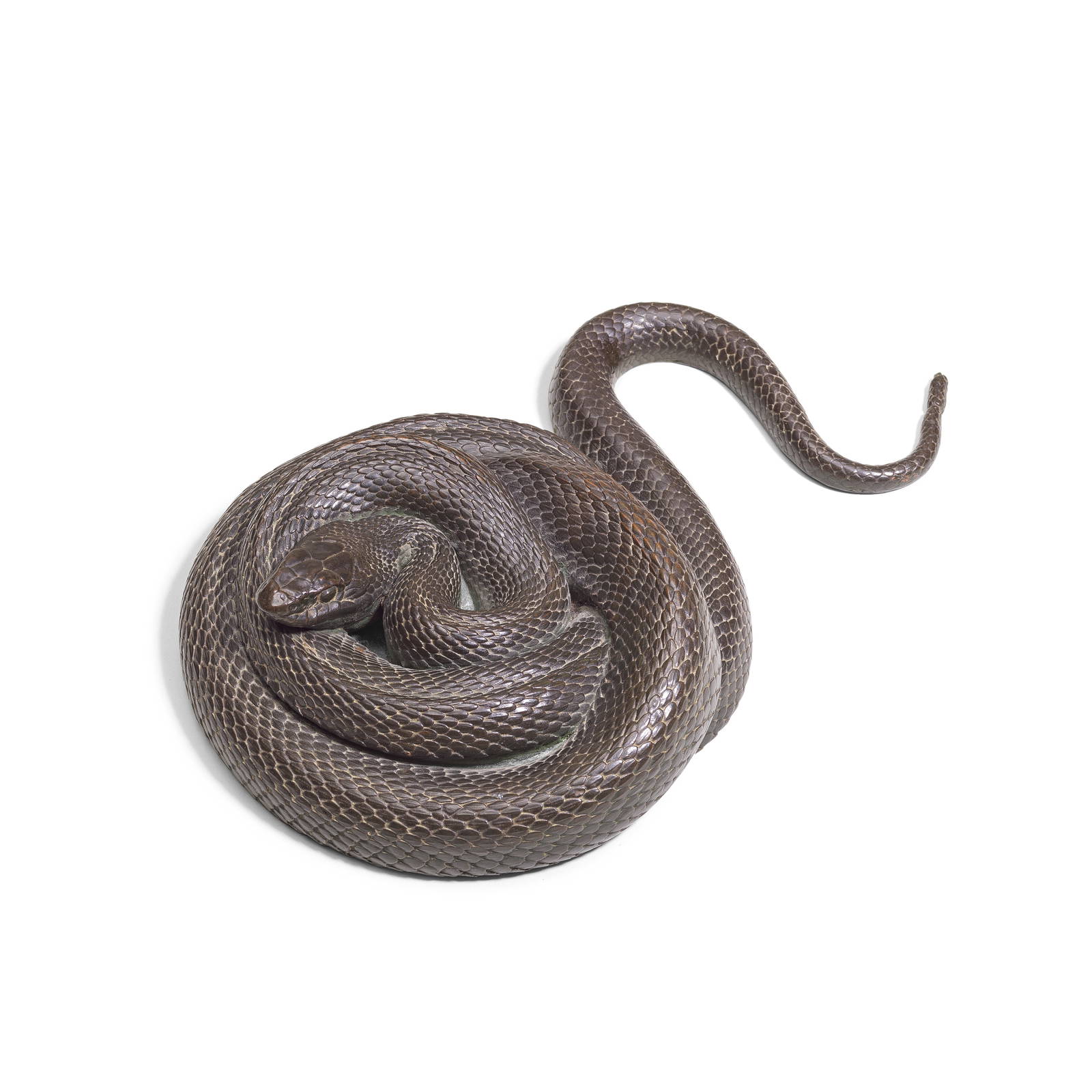 A BRONZE OKIMONO OF A SNAKE Meiji Period