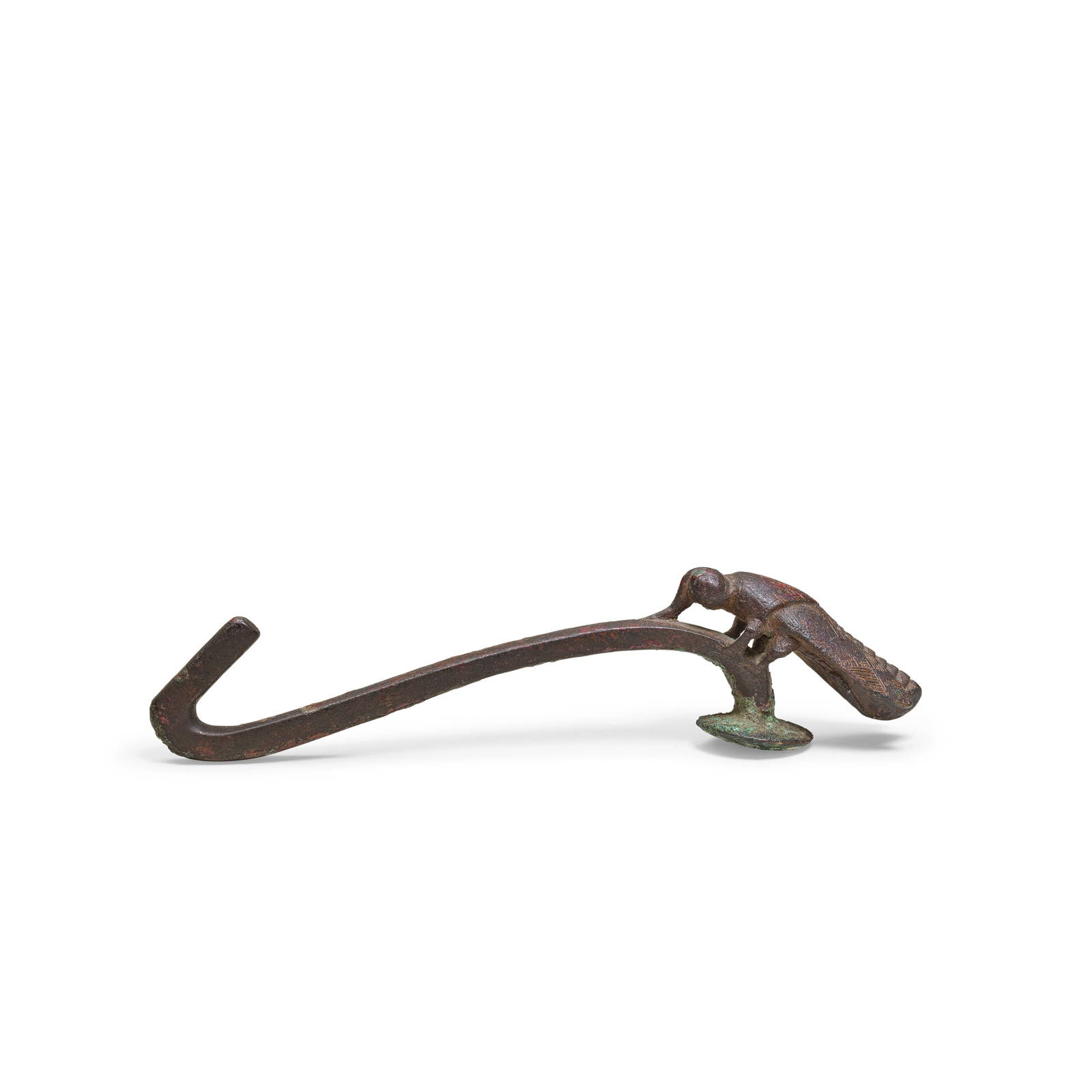 A BRONZE 'CICADA' BELT HOOK Han Dynasty or later (2)