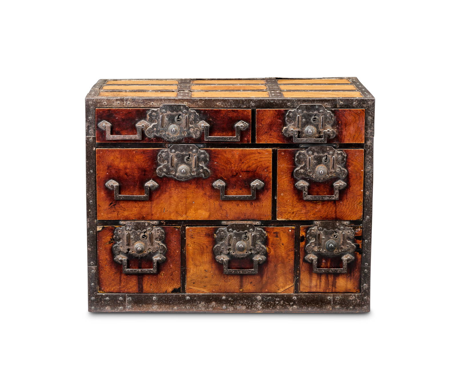 A KEYAKI WOOD FUNADANSU (SHIP STORAGE CHEST) Edo Period, circa 1860