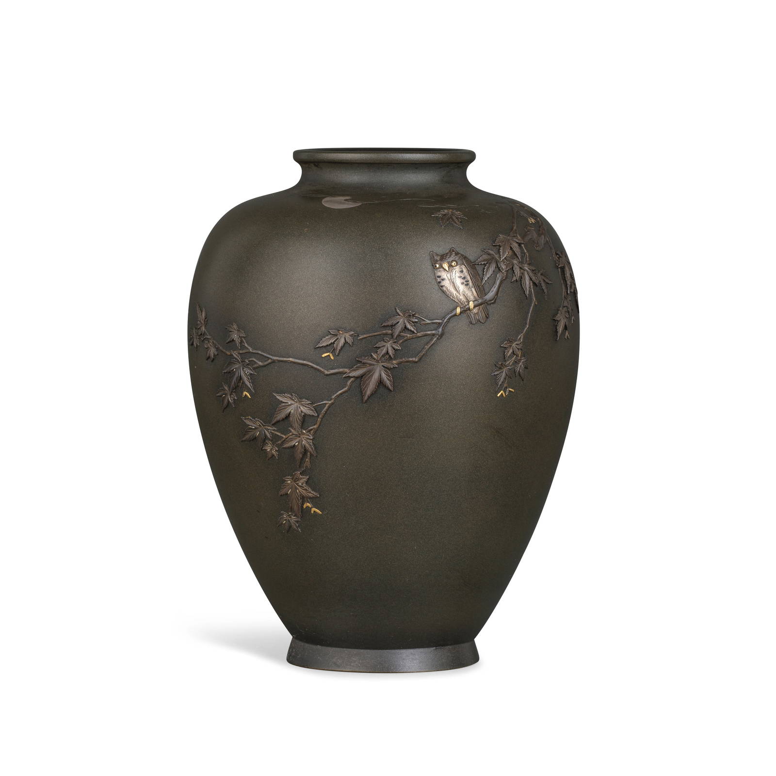 AN INLAID BRONZE VASE By Yamamoto Koken, Meiji period