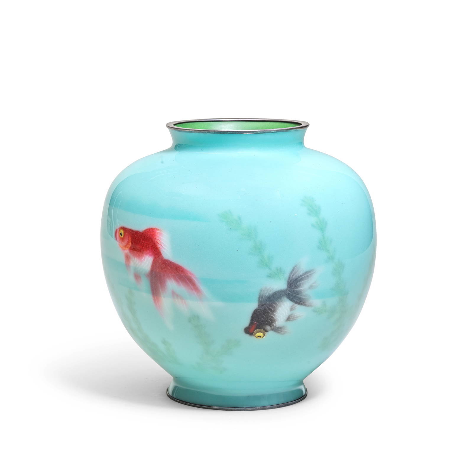 A WIRELESS ENAMEL 'GOLDFISH' VASE Attributed to Gonda Hirosuke, Taisho Period (2)