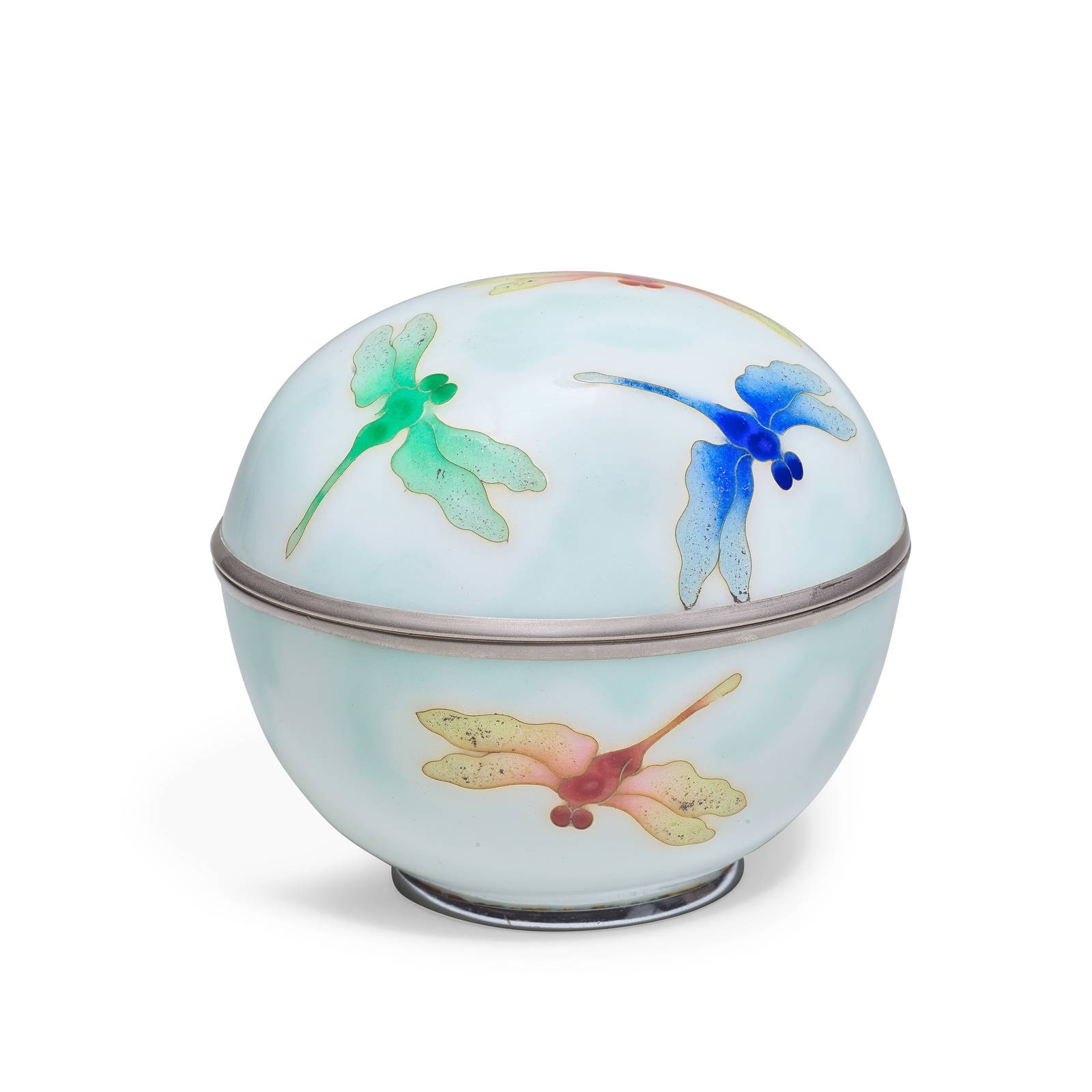 A FINE CLOISONNE ENAMEL 'DRAGONFLY' BOX AND COVER Ando Jubei Company, early 20th century (2)