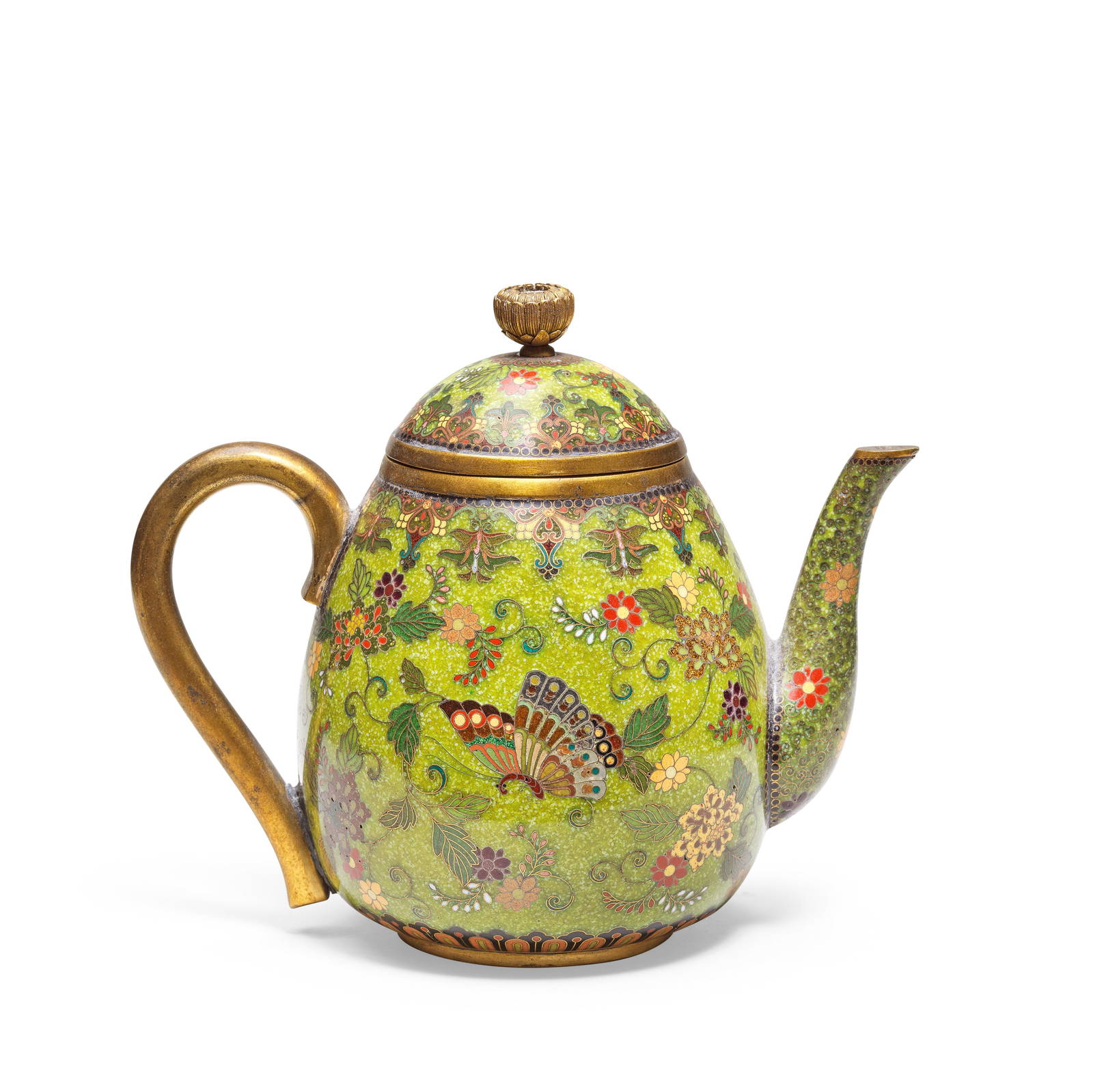 A FINE CLOISONNÉ ENAMEL TEAPOT AND COVER Attributed to Namikawa Yasuyuki (1845-1927) of Kyo...