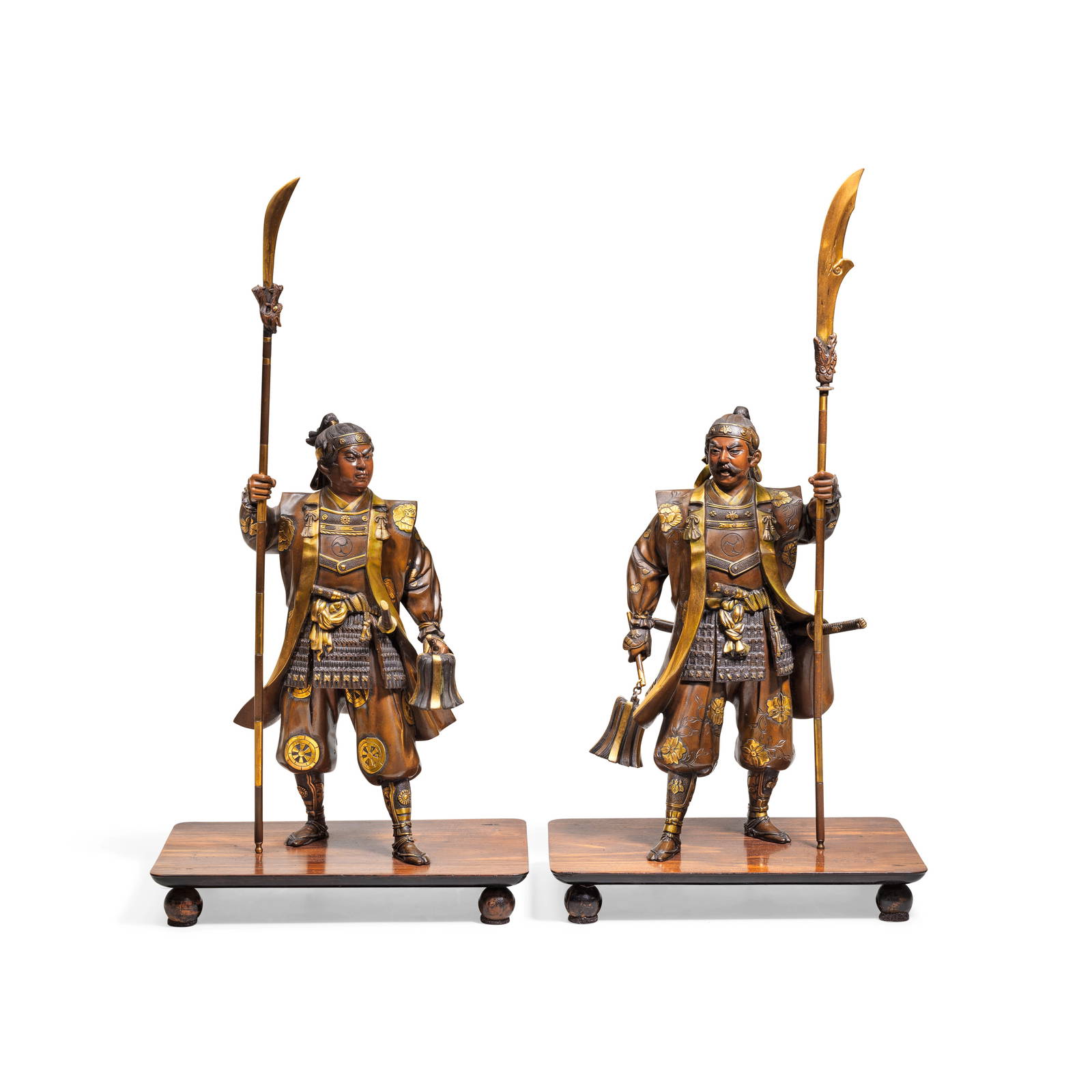 A PAIR OF GILT BRONZE FIGURES OF SAMURAI By Akasofu Gyokkō, Meiji period (2)