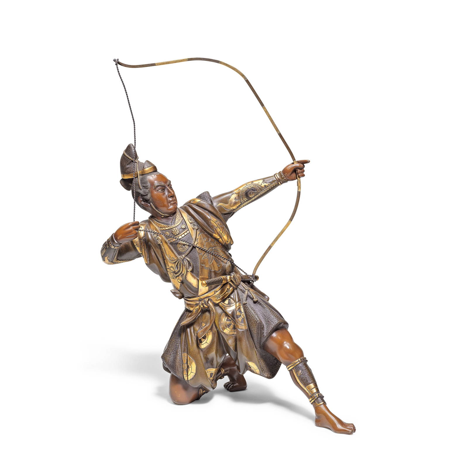 A GILT BRONZE MODEL OF AN ARCHER By Yoshimitsu, Meiji period (2)