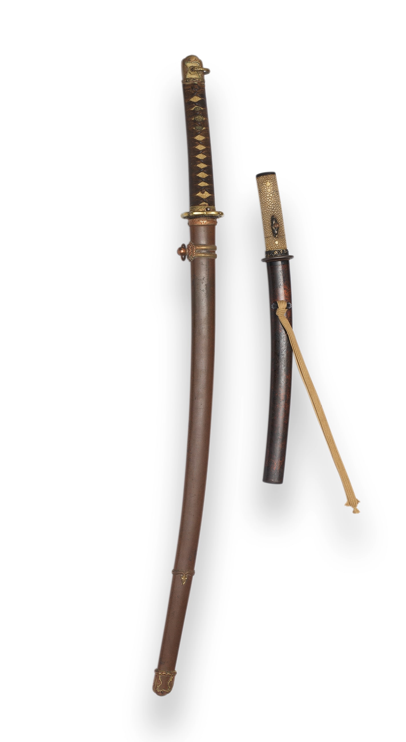 A KATANA, A WAKIZASHI, A TSUBA AND A KOZUKA Late 19th/early 20th century (5)