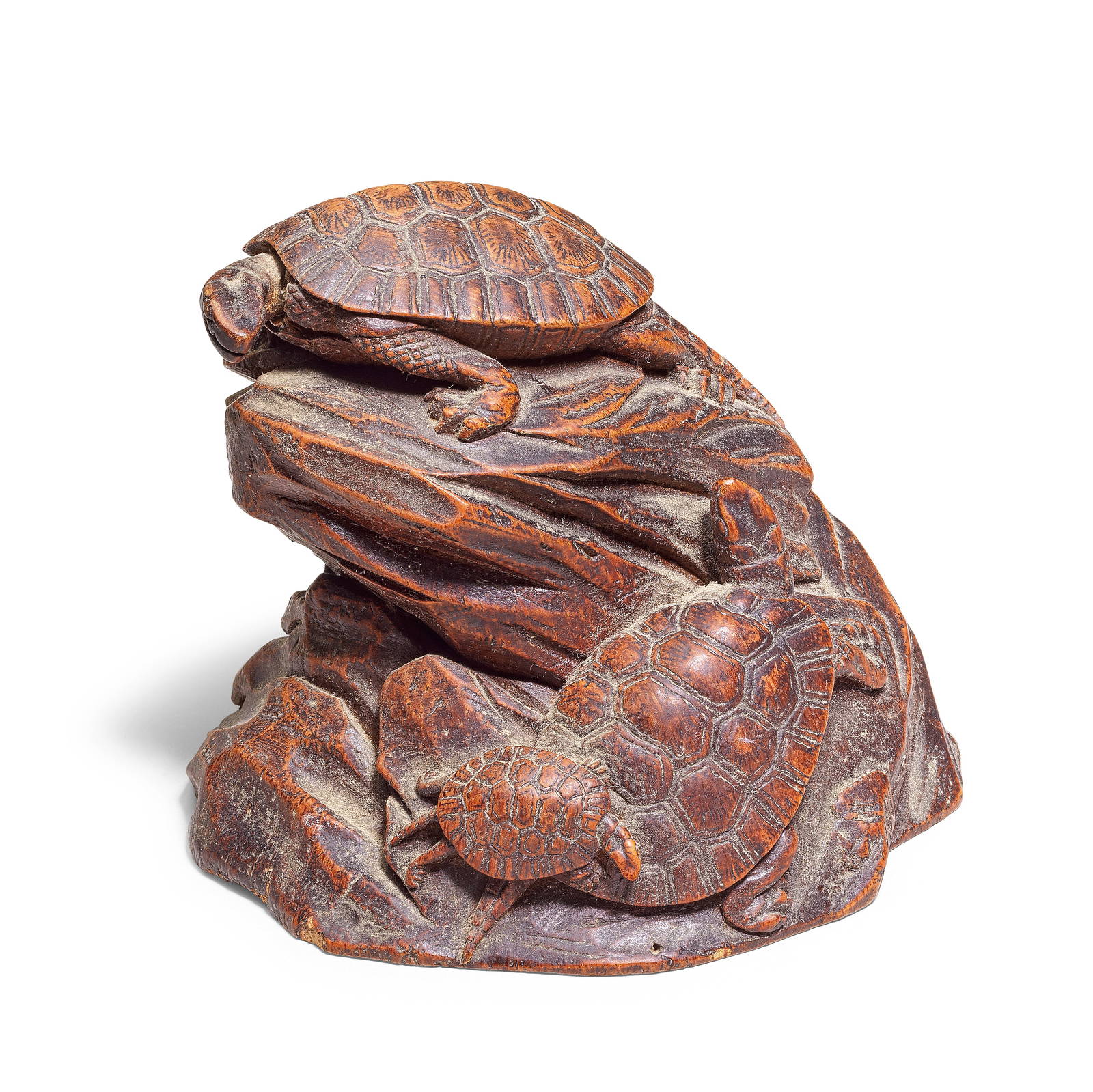 A BAMBOO 'TORTOISE' GROUP CARVING Meiji Period