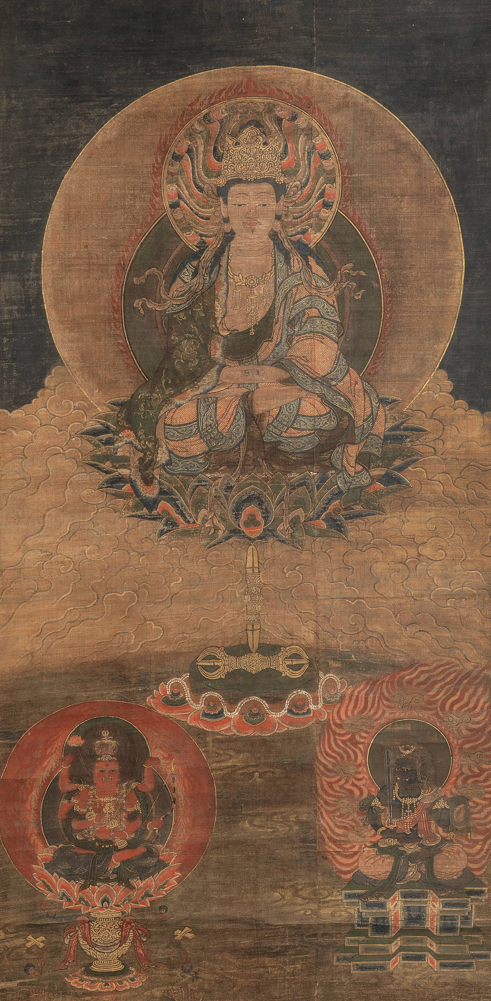 ANONYMOUS Miroku Bosatsu with Attendant Guardian Kings Muromachi period (1333-1573), 15th/16th c...