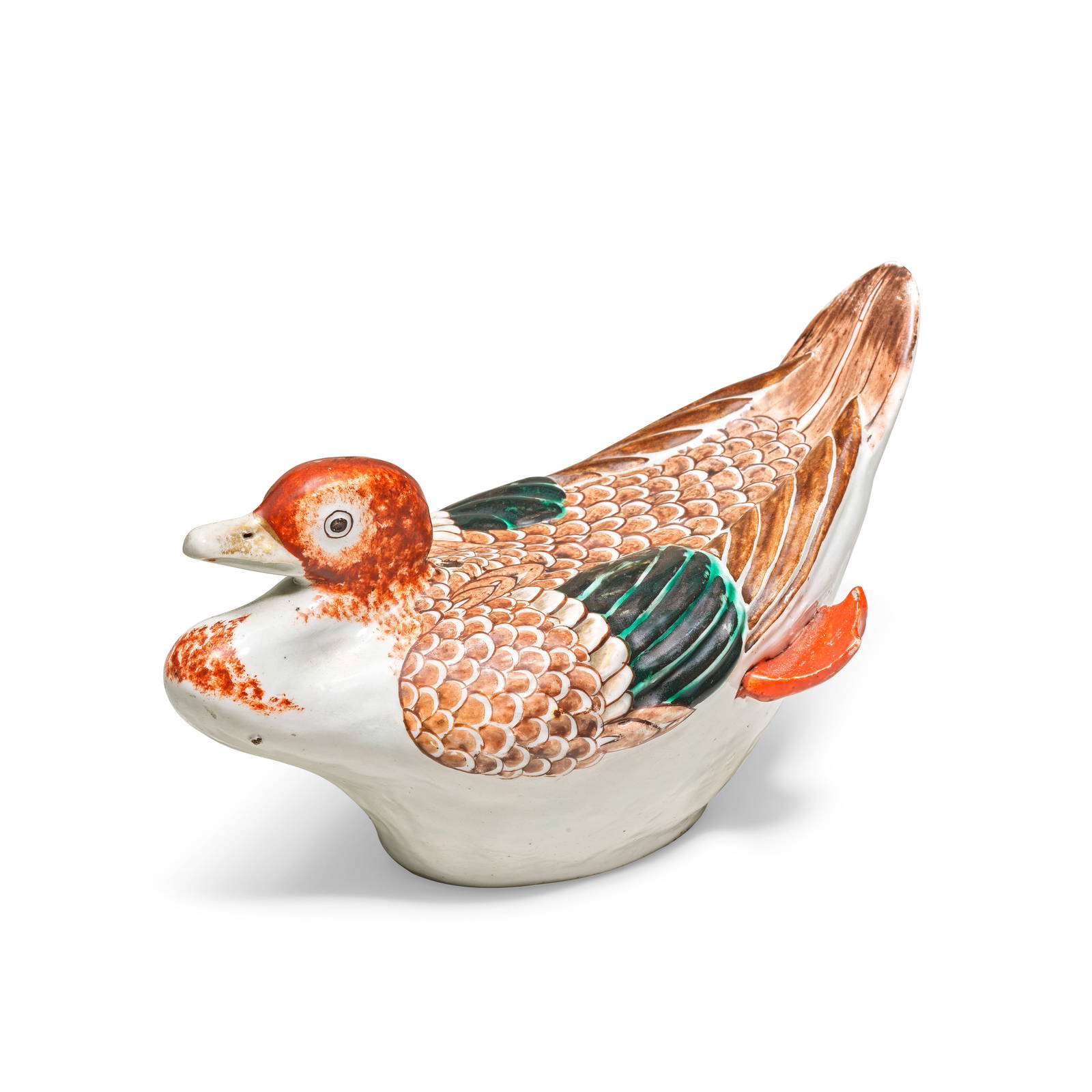 AN IMARI PORCELAIN MODEL OF A DUCK 18th century