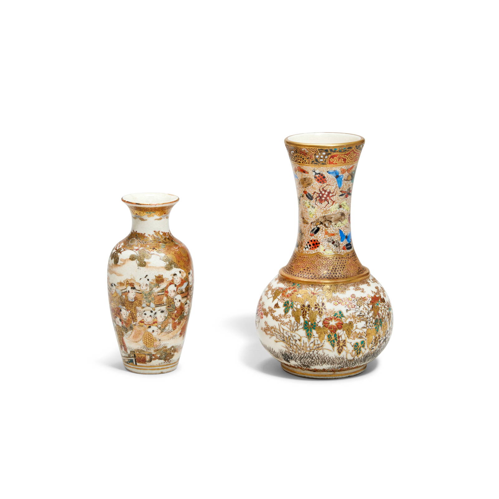 TWO SMALLL SATSUMA VASES Meiji Period (2)
