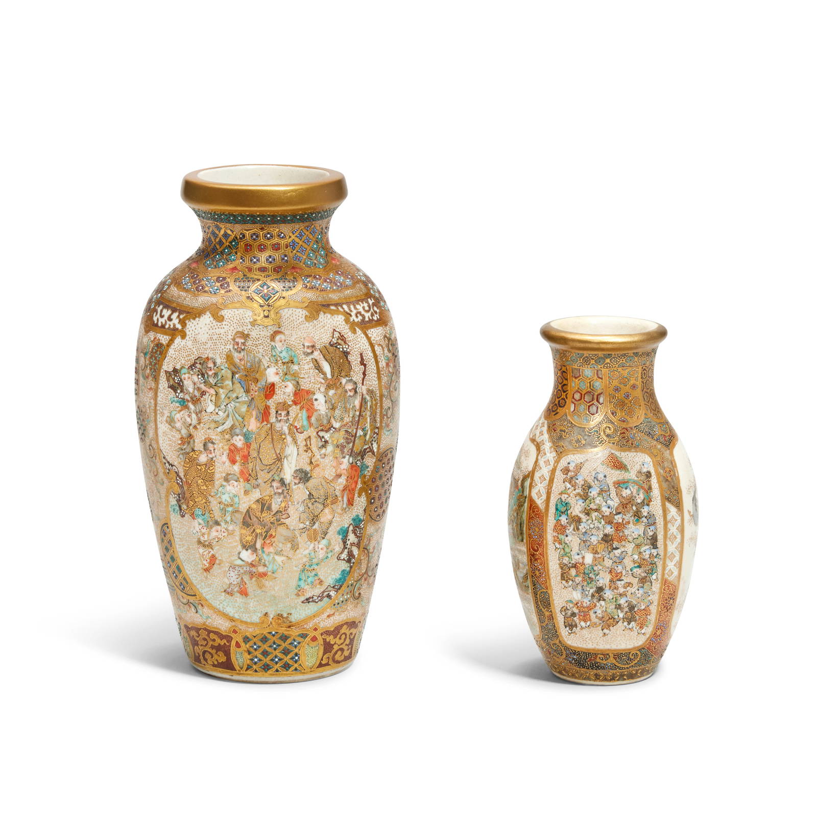 TWO SATSUMA VASES One signed Meizan, Meiji period (2)