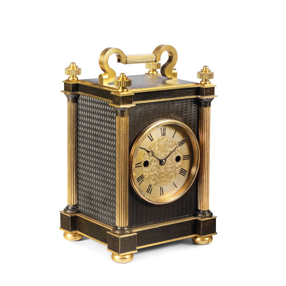 An unusual English patinated bronze striking carriage clock Payne & Co, 163 New Bond Street No.... (1 of 2)