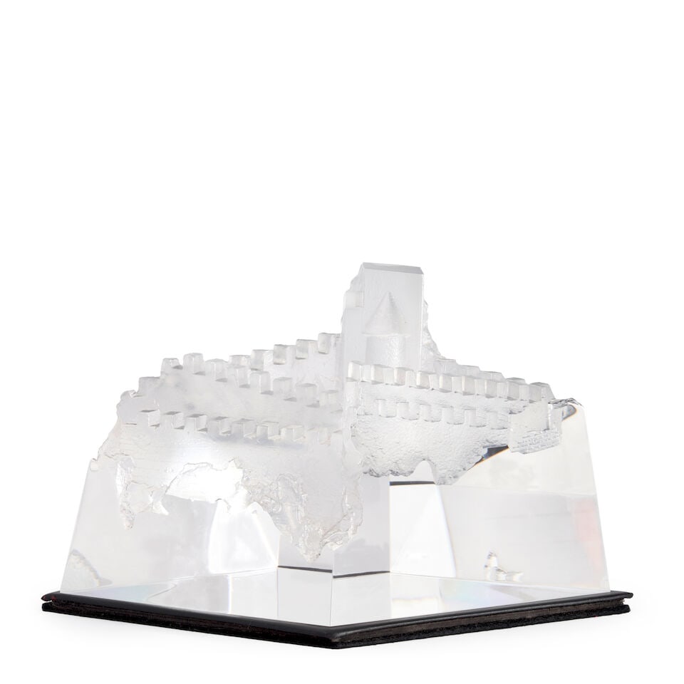 A STEUBEN GLASS SCULPTURE: CASTLE OF DREAMS American, 20th Century, (1 of 3)