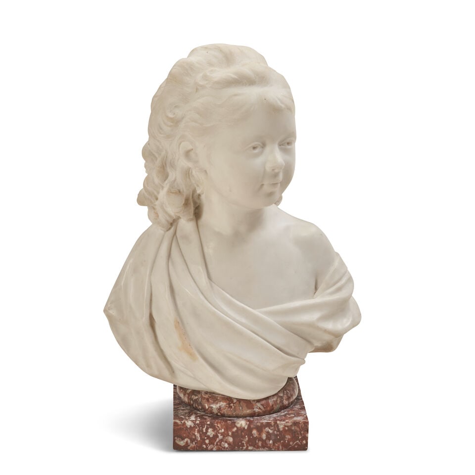 JEAN-ANTOINE HOUDON, (FRENCH, 1741-1828) Marble Bust of Sabine Houdon, (1 of 2)