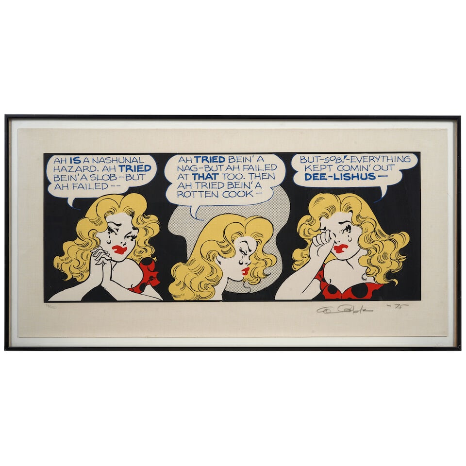 AL CAPP (AMERICAN, 1909-1979) Group of Six Prints: AL CAPP (AMERICAN, 1909-1979) Group of Six Prints Daisy May Color serigraph, numbered 153/250, signed Al Capp and dated '75' (lower right), framed, sheet size 17 3/8 x 35 3/4, frame size 19 3/4 x 38