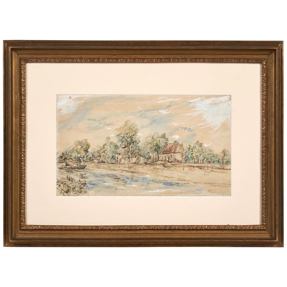 JOHAN BARTHOLD JONGKIND (DUTCH,1819-1891) A River Landscape (1 of 2)