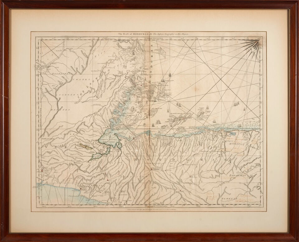 The Bay of Honduras Thomas Jefferys and Robert Sayer, London, England, 1775: The Bay of Honduras Thomas Jefferys and Robert Sayer, London, England, 1775 Hand-colored engraving on laid paper, entitled 'The BAY of HONDURAS By Tho\s Jefferys Geographer to His Majesty.' and signed