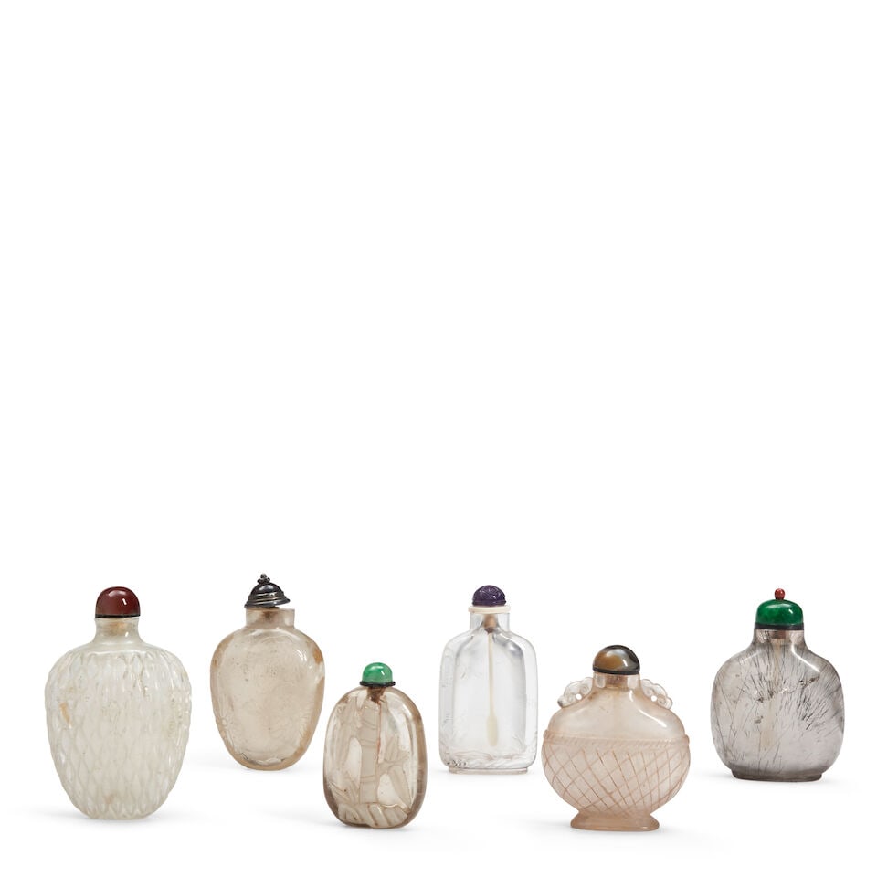 SIX ROCK CRYSTAL SNUFF BOTTLES China, (6) (1 of 1)