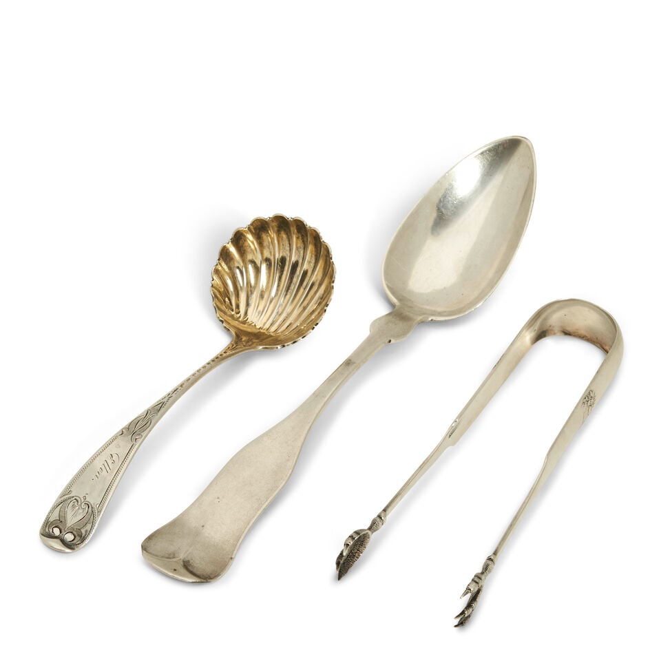 Eighteen Coin Silver Spoons and a Pair of Tongs Newell Harding (1796-1862), Boston, Massachuset... (1 of 1)