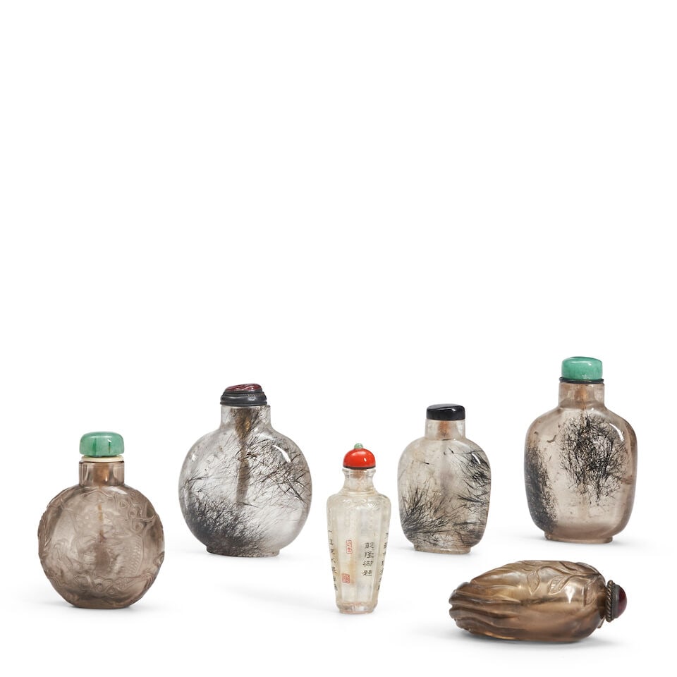 SIX ROCK CRYSTAL SNUFF BOTTLES China, (6) (1 of 1)