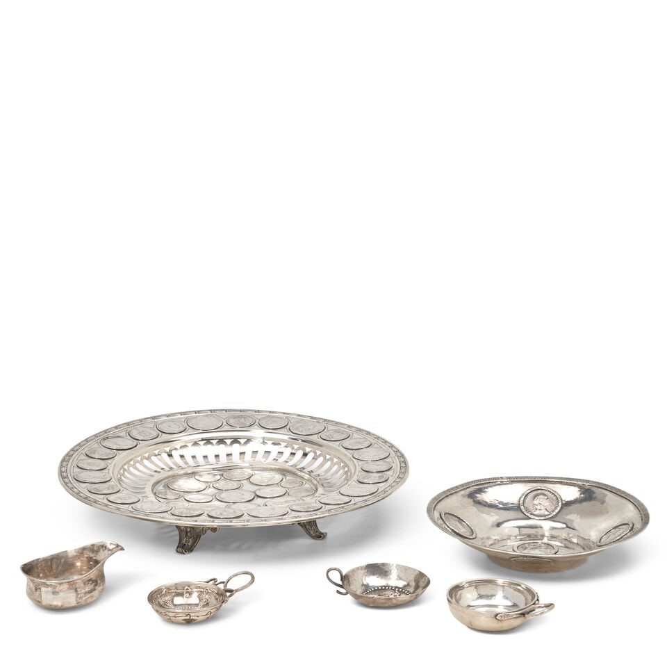 Six Pieces of Coin-Inset Silver, (1 of 1)