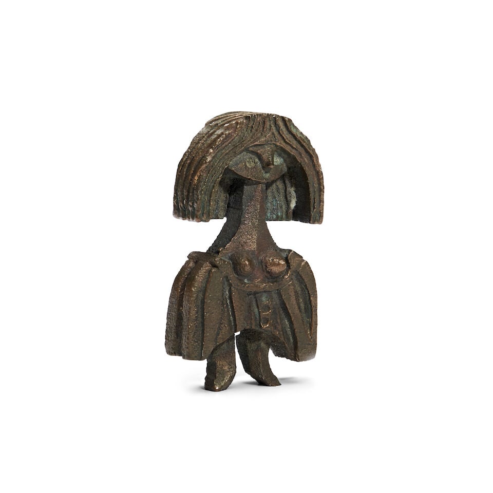 Mid-century Modern Female Fertility Sculpture, probably United States, mid-20th century, bronze,...: Mid-century Modern Female Fertility Sculpture, probably United States, mid-20th century, bronze, unmarked, ht. 4 in. Lot to be sold without reserve. This lot is subject to the following lot symbols: &