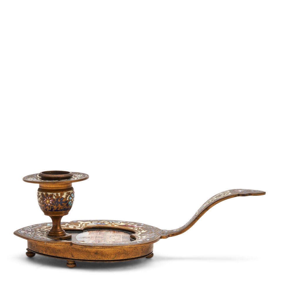 Champleve Enamel and Micromosaic Chamberstick, Italy, 19th century, (1 of 2)