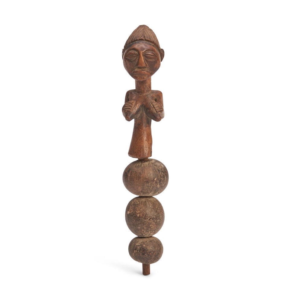 CARVED CONGO HAND RATTLE (1 of 2)