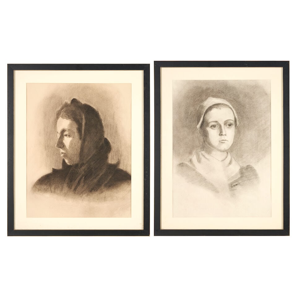 HARRIET RANDALL LUMIS (American, 1870-1953) Two Charcoal Drawings (1 of 3)