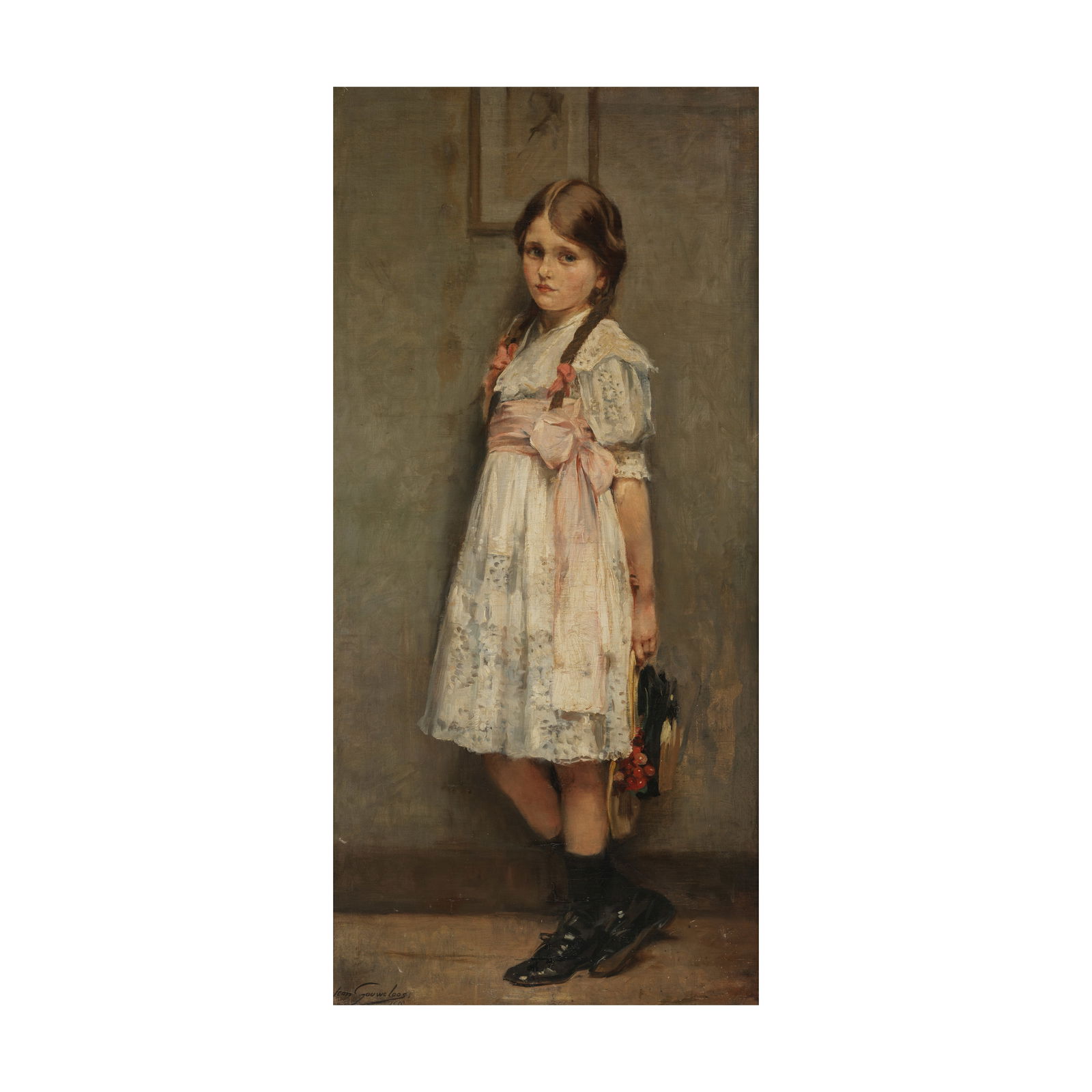 Jean Léon Henri Gouweloos (Bruxelles 1865-1943) Portrait de jeune fille: Jean Léon Henri Gouweloos (Bruxelles 1865-1943) Portrait de jeune fille signé et daté 'Jean Gouweloos/1910' (en bas à gauche) huile sur toile signed and dated 'Jean Gouweloos/1910'