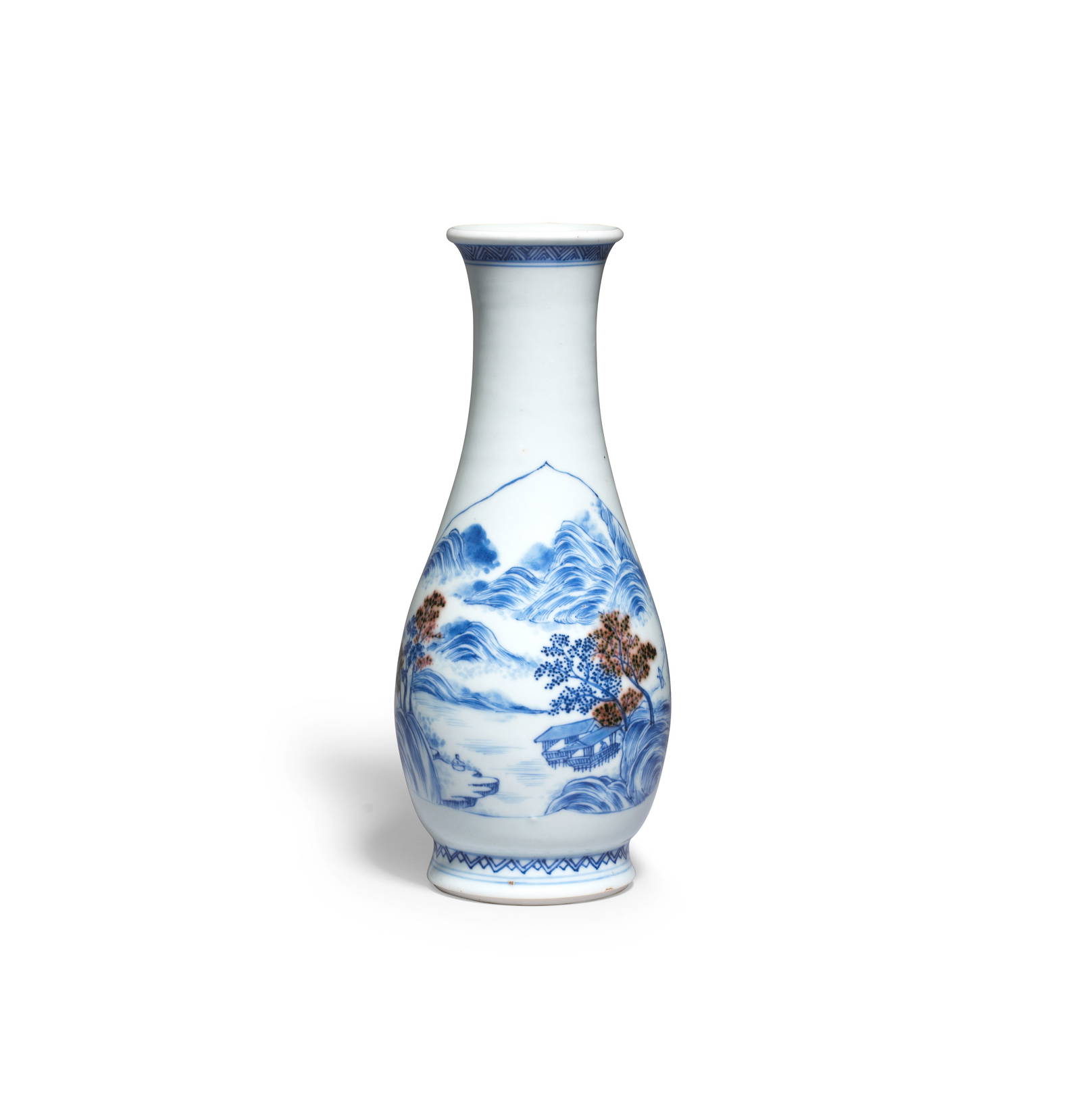 A FINE BLUE AND WHITE AND COPPER-RED PEAR-SHAPED VASE Kangxi