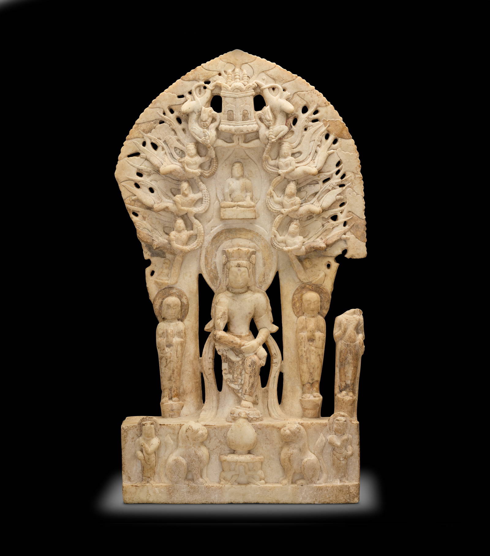 AN IMPORTANT WHITE MARBLE DOCUMENTARY 'CROWN PRINCE IN MEDITATION' STELE Northern Qi Dynasty, i...