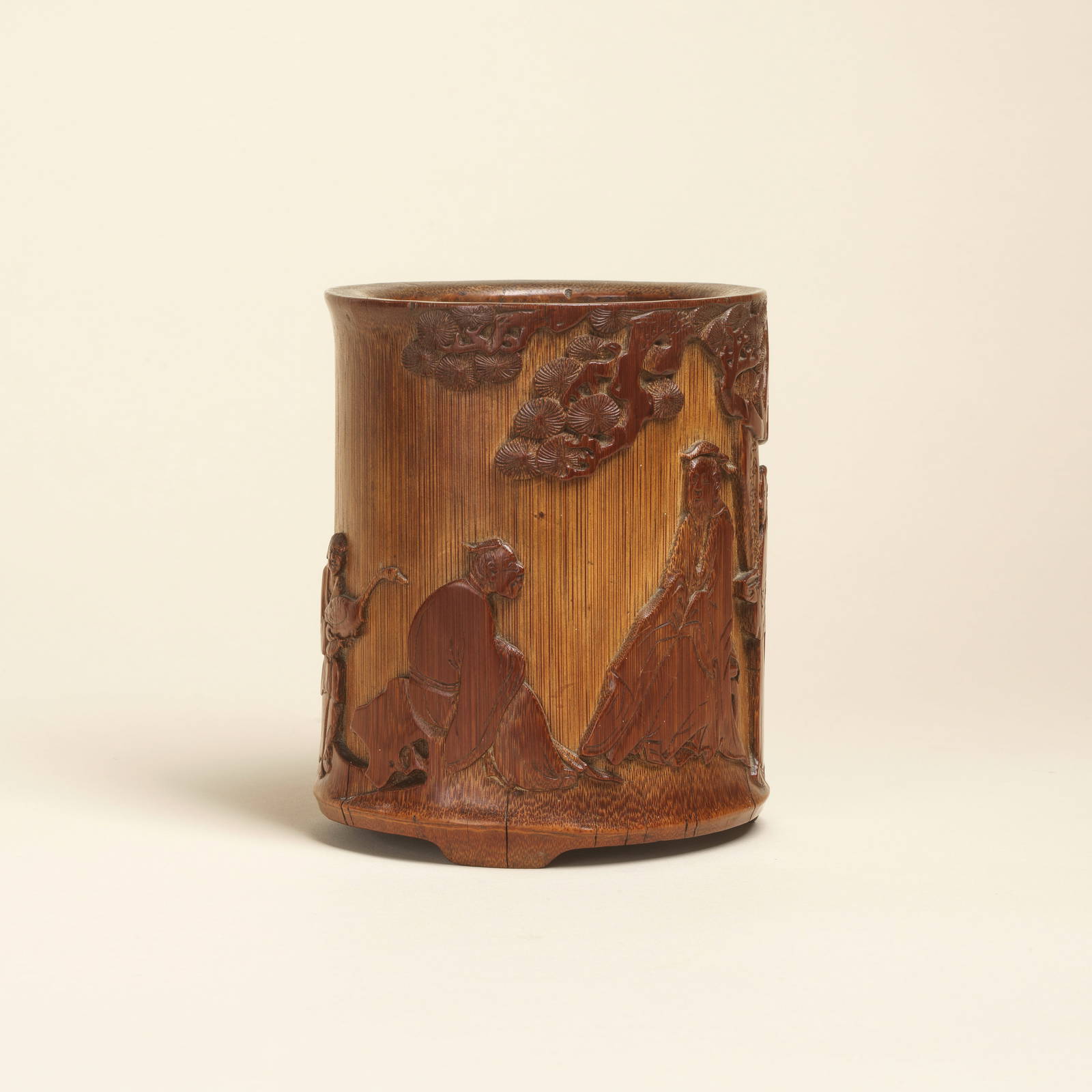 A RARE CARVED BAMBOO 'WANG XIZHI' BRUSHPOT, BITONG 18th century