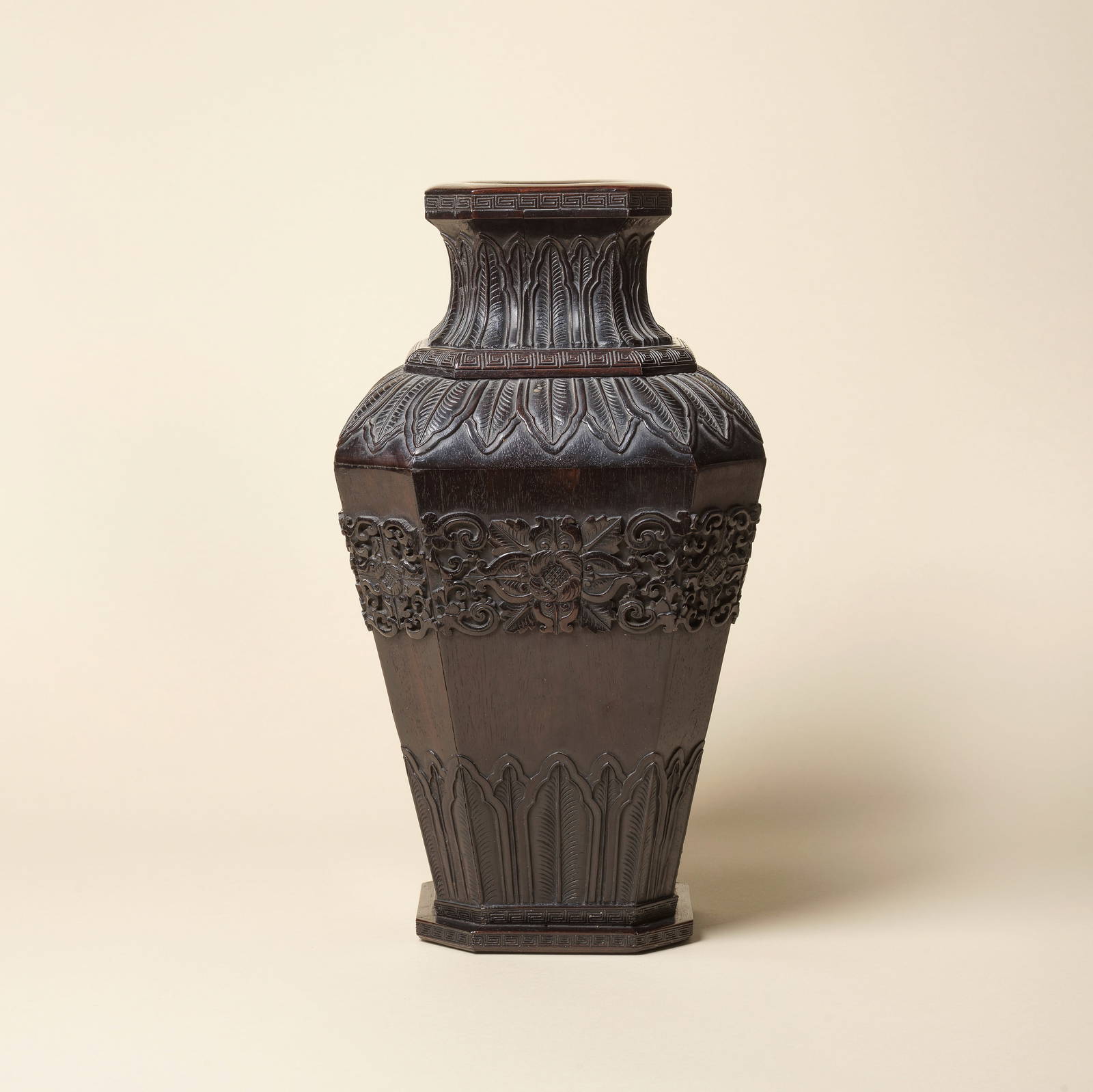 A RARE LARGE CARVED ZITAN CEREMONIAL STAND 18th century