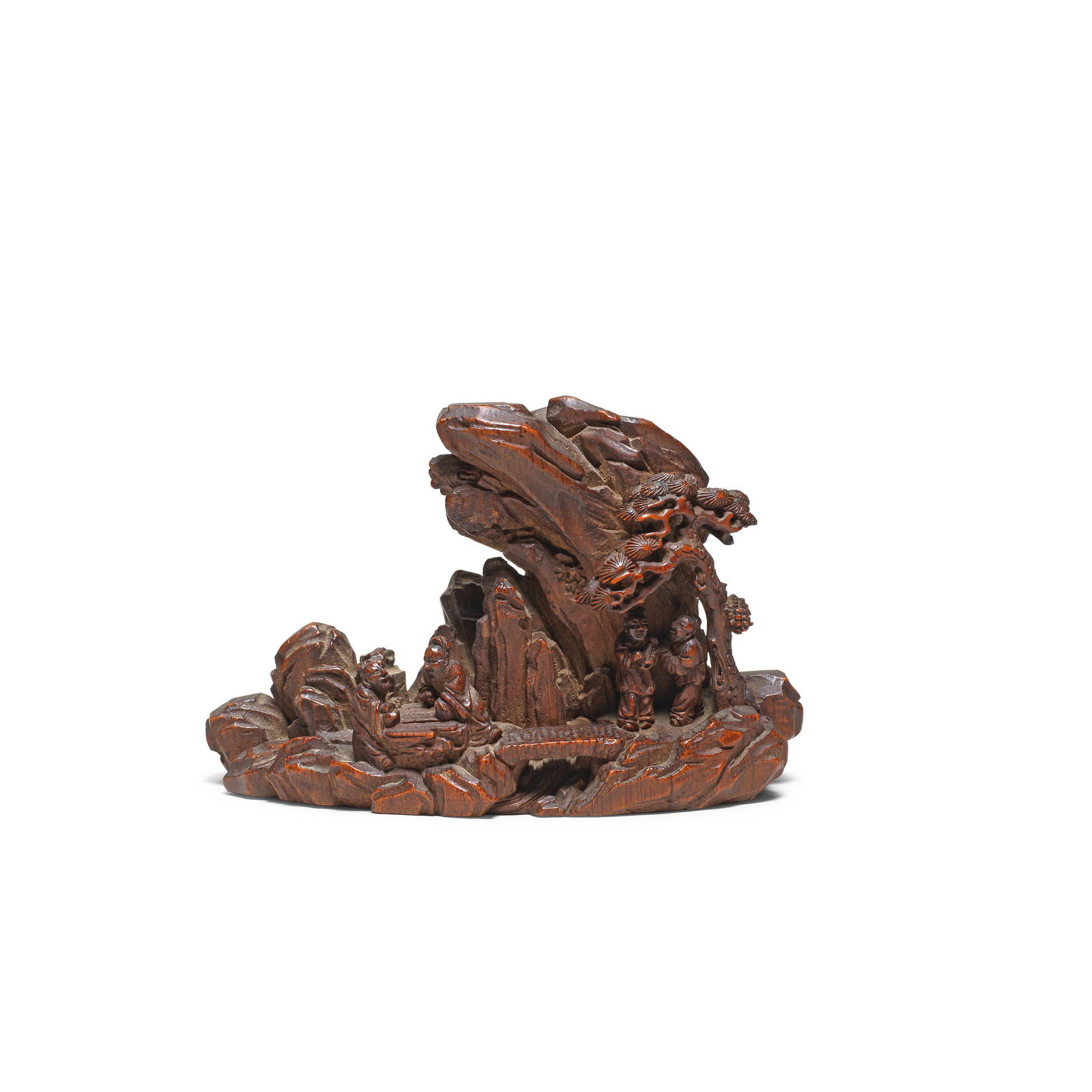 A CARVED BAMBOO 'MOUNTAIN' BRUSHREST 17th/18th century