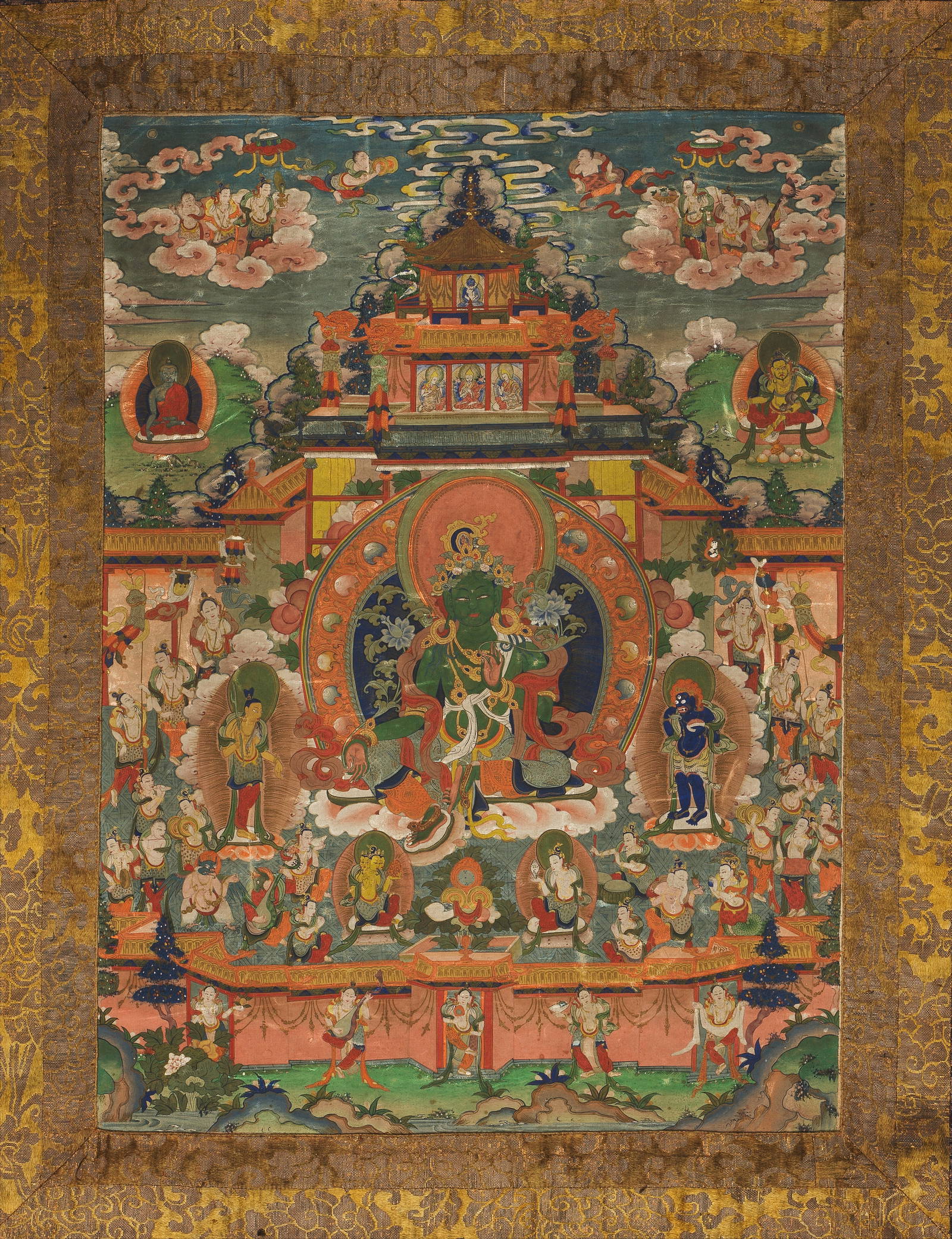A THANKGA OF GREEN TARA Tibet, 19th century