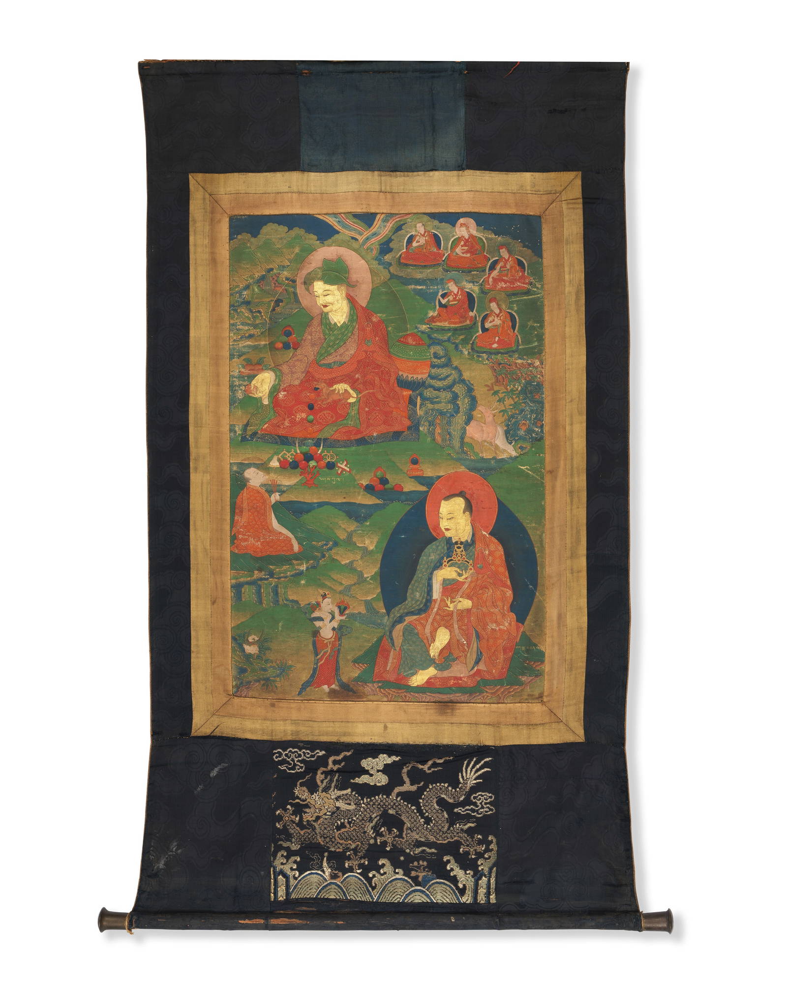 A THANKGA OF BAKULA AND RAHULA Tibet, 18th century